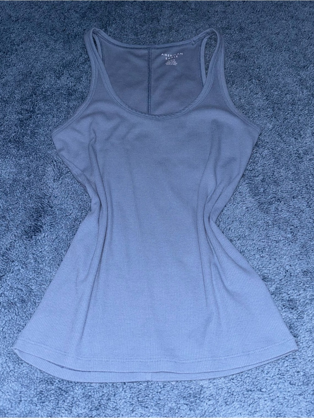 American Eagle Outfitters Scoop Neck Ribbed Tank - Dusty Blue Gray
